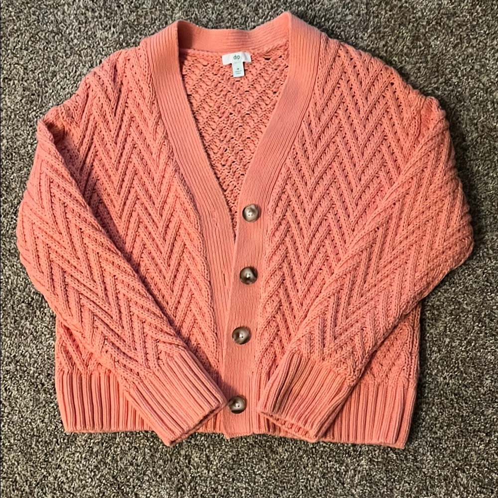 Women's Peach Knit Cardigan Sweater, new without tags